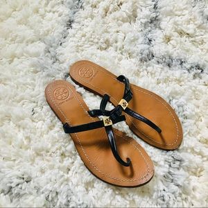 Tory Burch Black Leighanne Bow Thong Sandals